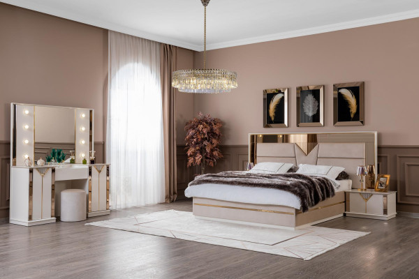 Bedroom Complete Set Bed 2x Bedside table Wardrobe 5-piece design
