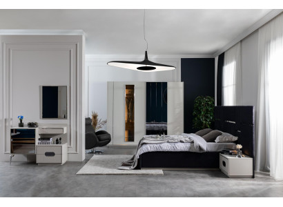 Bedroom Bed 2x Bedside tables Wardrobe 6-piece Design Furniture Luxury