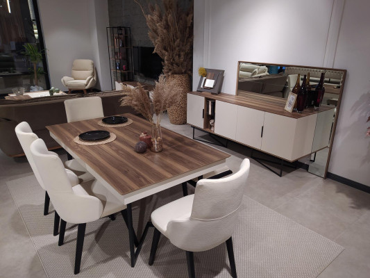 Suite Set Table 4x Chairs Sideboard Mirror Dining set 7pcs Dining room