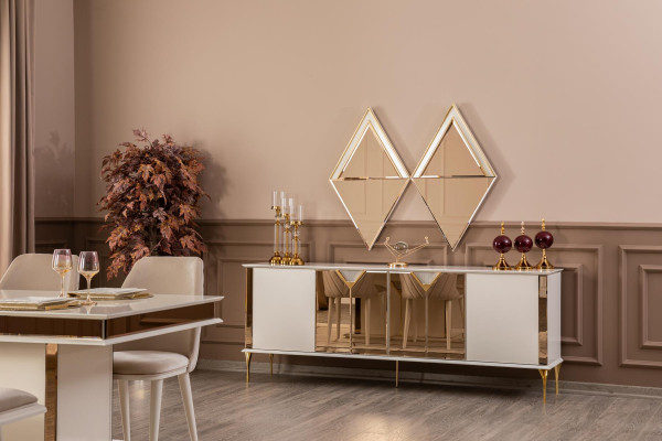 Dining room Table 4x Chairs Stool Set Dining set Modern 7-piece beige design