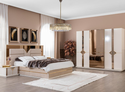 Bedroom Set Bed 2x Bedside table Wardrobe 4-piece Luxury Furniture