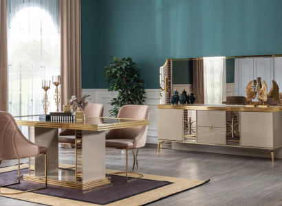 Dining room SetTable 4x Chairs Sideboard with Mirror Suite Furniture 8pcs.