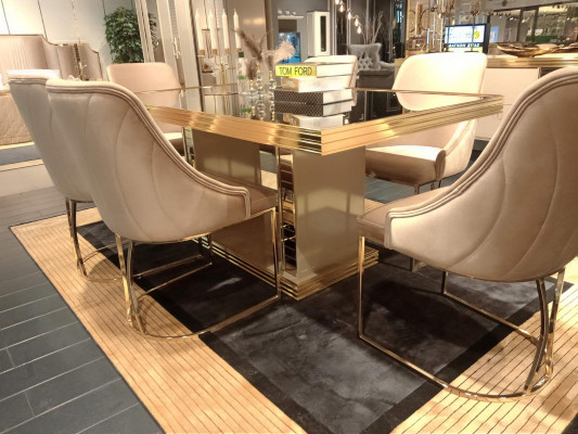 Dining room SetTable 4x Chairs Sideboard with Mirror Suite Furniture 8pcs.