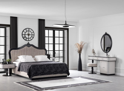 Bedroom Set Bed 2x Bedside table Chest of drawers with Mirror 5tlg Modern