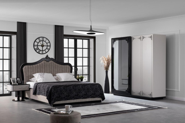 Bedroom Set Bed 2x Bedside table Chest of drawers with Mirror 5tlg Modern
