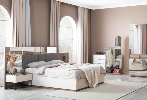 Set Bed 2x Bedside tables 4 pieces. Complete's Bedroom Luxury new Furniture