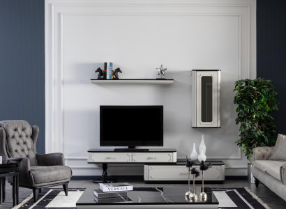 Living room furniture Set Designer Armchair Wall unit Furnishings new White