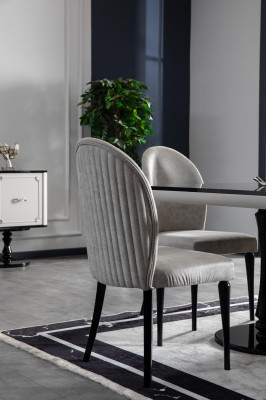 Dining room set table 4x chairs bench style 6 pieces luxury style modern grey