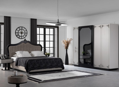 Bedroom Set Wardrobe Bed 2 x Bedside table Complete new beige