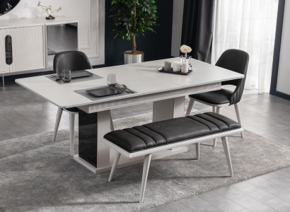 Dining room Table 4x Chairs Stool 6tlg.Set Group Suite Furniture new White