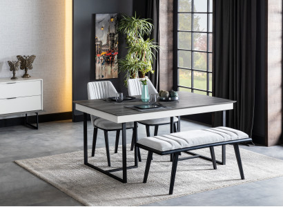 Dining room Table 4x Chairs 5pcs. Design Furniture Modern Set Suite new