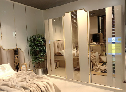 Bedroom Luxury Wardrobe beige Wood Design new Modern Furniture