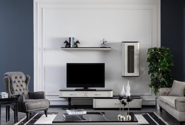 Living room Furniture Set Wall unit TV lowboard Living walls Wardrobe Wall shelf Wood