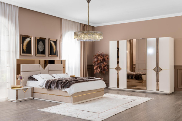 Wardrobe Wood Bedroom Modern Luxury Cabinets Beige Wardrobe