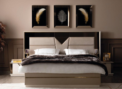 Bedroom Set Bed 2x Bedside tables Wood Luxury Set 3-piece Bed Modern