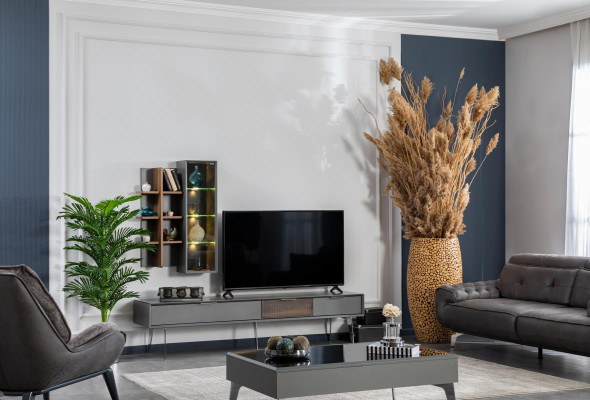 Gray Wall unit Wardrobe Wall Units Furniture Wood TV-cabinet Television Design Cabinets