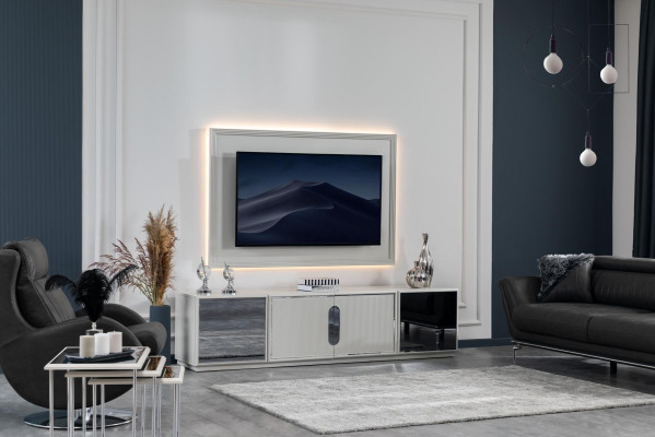 Living room set TV lowboard TV wall lowboard luxury design new 2 pieces