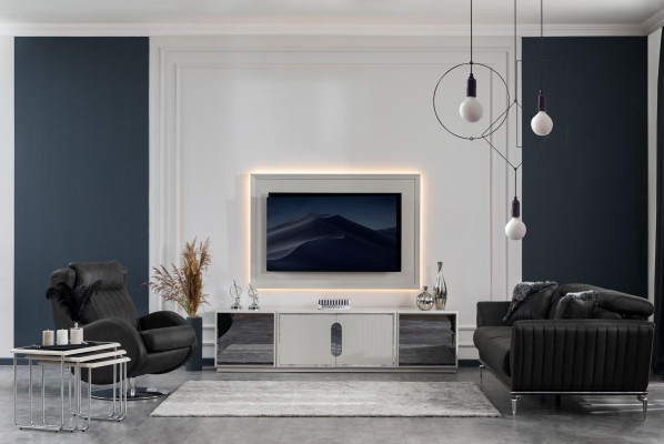 Living room set TV lowboard TV wall lowboard luxury design new 2 pieces