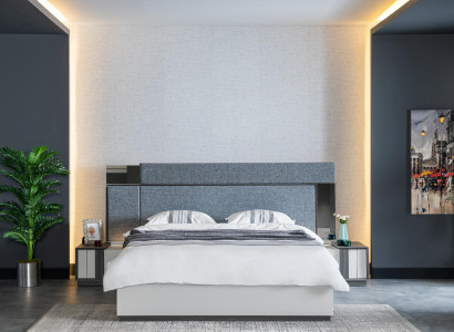Luxury Hotel Bedroom Furniture Bed with 2x bedside tables 3-piece. Complete set