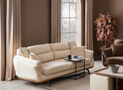 Beige Couch Upholstery Sofa Furniture Couches Living room Three Seater Textile Fabric