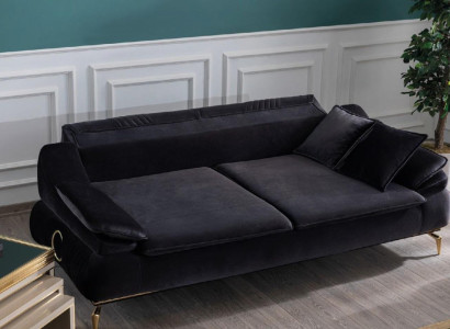 Living room Sofa 3 Seater Black Design Luxury Upholstery Furniture Elegant