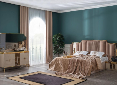 Bedroom Set Modern Luxury Bed 2x Bedside table Chest of drawers with Mirror
