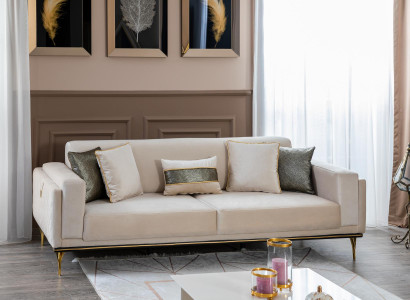Italian Style Furniture Couch Luxury Sofa Three Seater Textile Couches Fabric