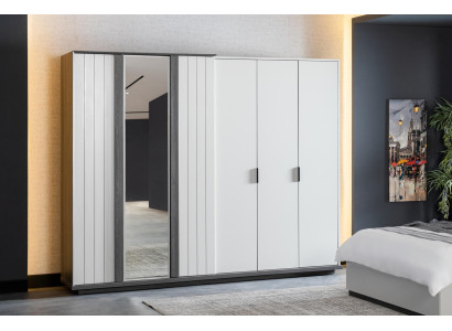 Bedroom Furniture Wood Wardrobe Modern Wardrobe Gray 260cm Loft
