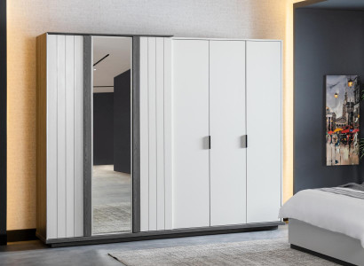 Bedroom Furniture Wood Wardrobe Modern Wardrobe Gray 260cm Loft