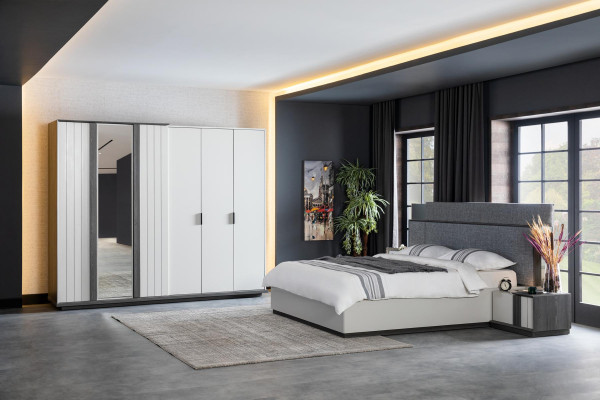 Bedroom Furniture Wood Wardrobe Modern Wardrobe Gray 260cm Loft