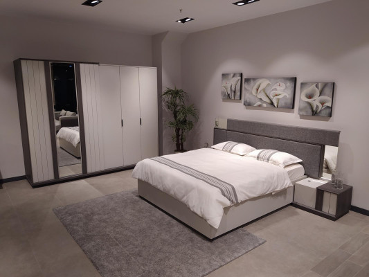 Bedroom Furniture Wood Wardrobe Modern Wardrobe Gray 260cm Loft