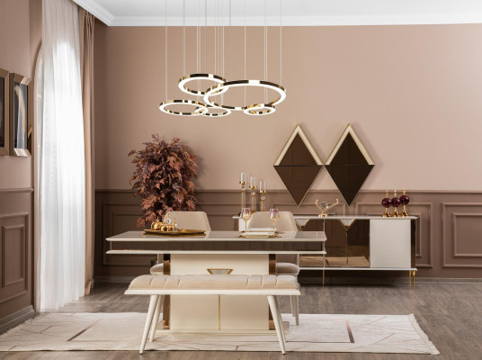 Sideboard with Mirror Wood Furniture Luxury Style Modern 2-piece Suite Sideboard