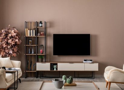 Wall unit Living room Furniture TV stand Bookshelf 240cm Wood wall units