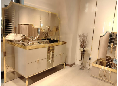 Luxury Sideboard High Gloss Golden Furniture Chest of drawers Wood Chests of drawers Mirror