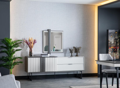 Luxury sideboard sideboard modern chests of drawers 2 pieces. with Mirror Wood Wardrobe
