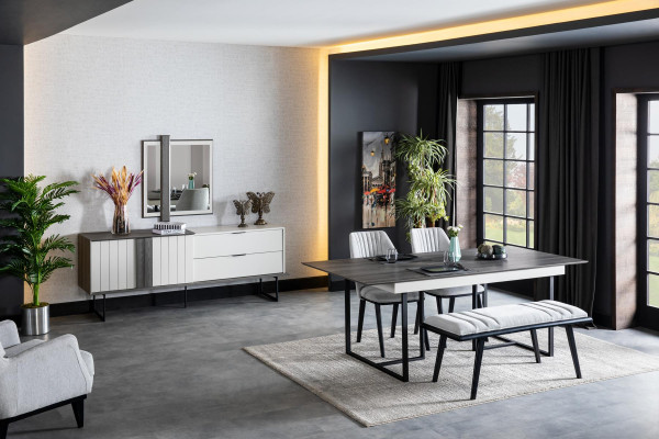 Luxury sideboard sideboard modern chests of drawers 2 pieces. with Mirror Wood Wardrobe