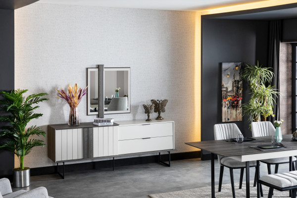 Luxury sideboard sideboard modern chests of drawers 2 pieces. with Mirror Wood Wardrobe