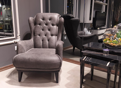 Chesterfield wing chair with side table lounge corner 2 pieces. Armchair sofa