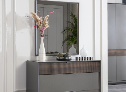 Chest of drawers Mirror Bedroom Wood Wardrobe Chests of drawers Sideboard Gray 2-piece