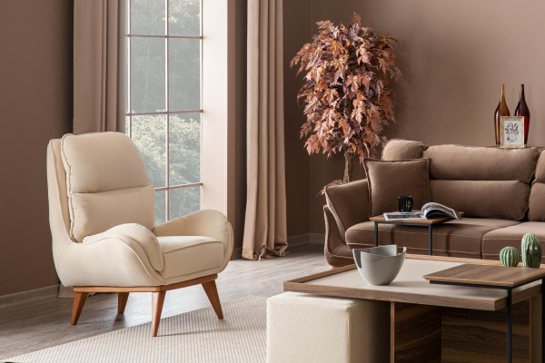 Living room Armchair Seat Single Seater Design Upholstery Furniture new Modern White