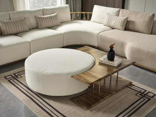 Stool Living room new Wood with Textile Design Upholstery White Modern