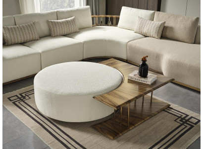 Stool Living room new Wood with Textile Design Upholstery White Modern