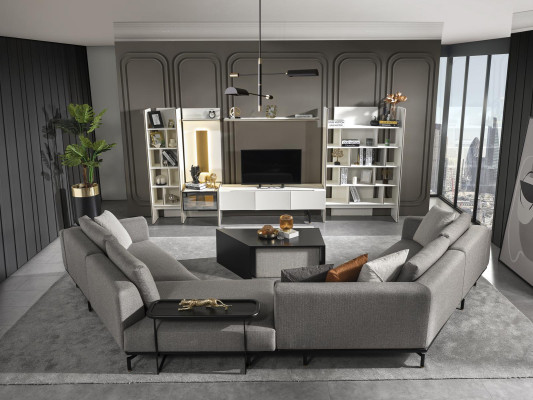 Coffee table Living room Furniture Luxury Material Wood Modern new Design gray