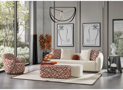 Sofa set 41 Seater 3x Stools 5-piece Design Living room Complete Set