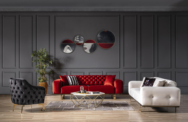 Colorful Designer Sofa Set Couch 3+2+1 Seater Couches Chesterfield