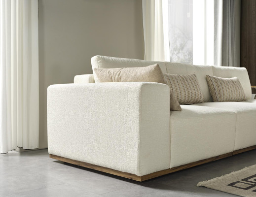 Corner sofa L-shape Living room Style Modern Upholstery Wood Textile Corner suite