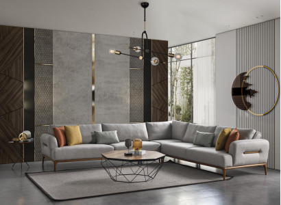Corner sofa L-shape Couch Living room Upholstery Design new gray Modern