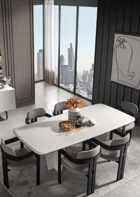 Table 6x Chairs Dining room Complete Set Group Wood 7pcs new Modern