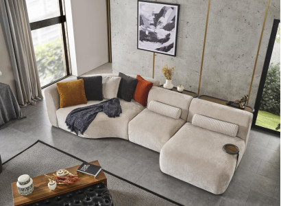 Corner sofa L-shape Design Couch Wood with Textile Upholstery new Furniture White