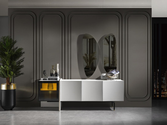 Modern Living room Sideboard Mirror Wood Furniture Luxury Style Modern 2-piece new